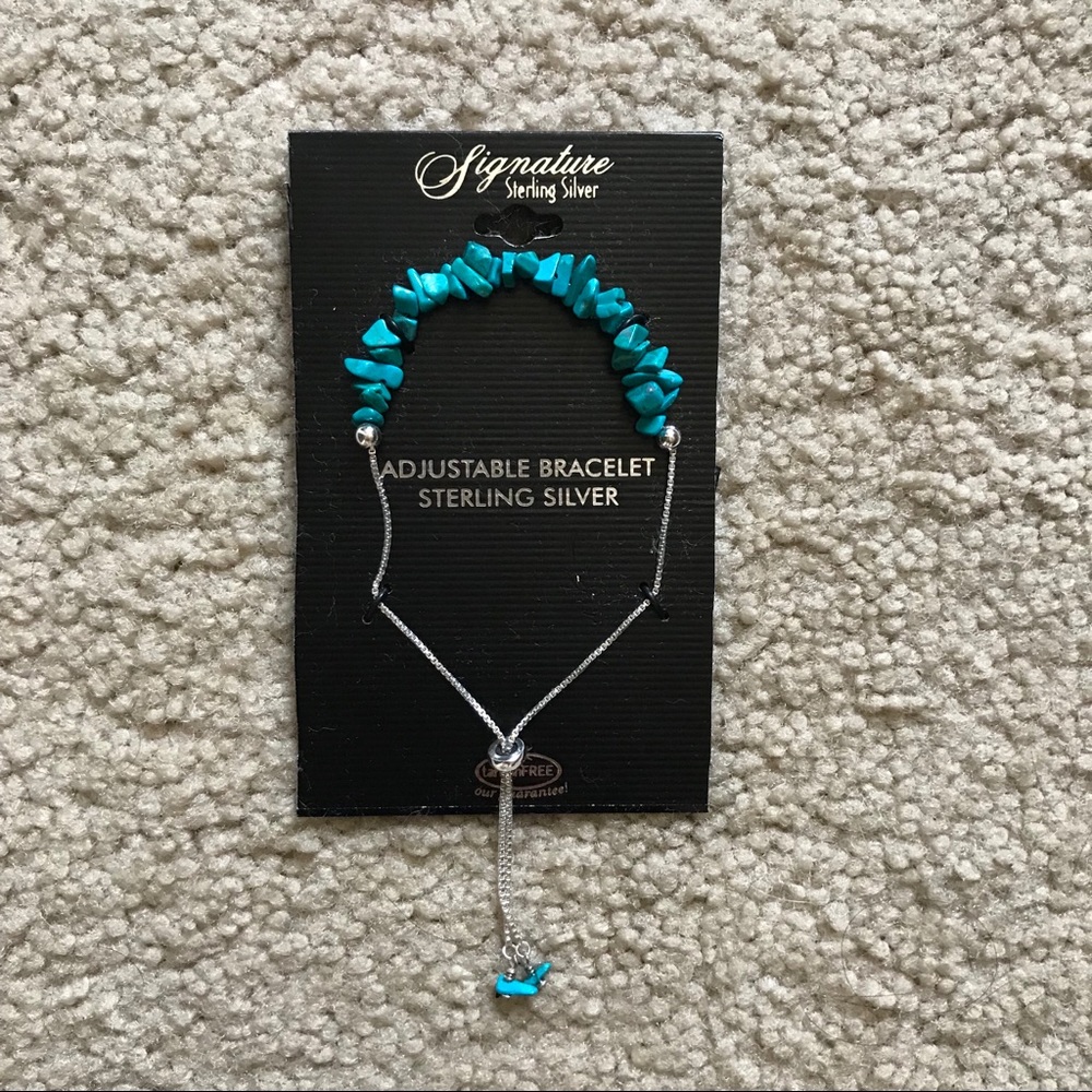 Sterling Silver Bracelet with Turquiose Accent
